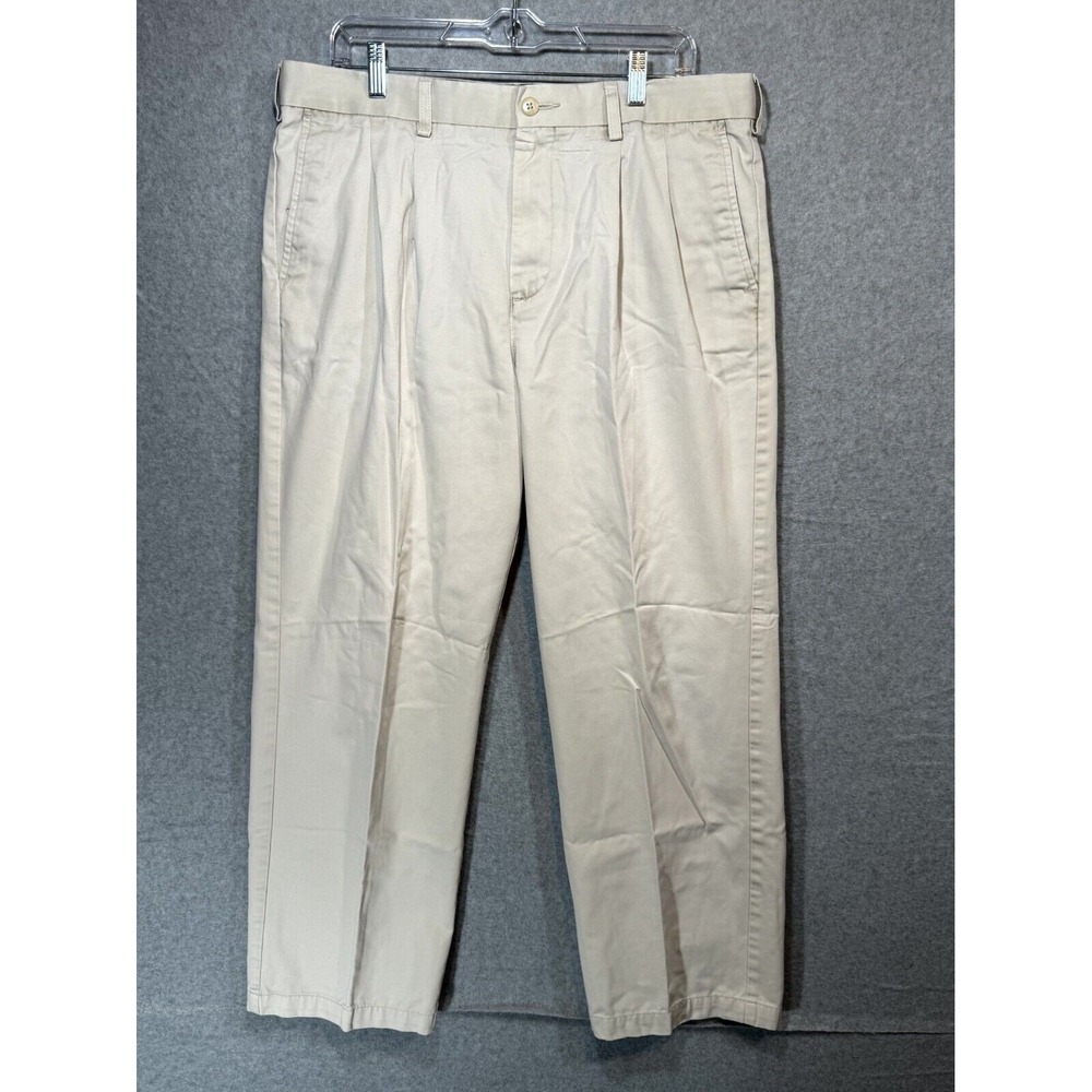 Croft & Barrow Chino Pants Men 36 X 30 Beige Cotton Pockets Straight Leg Zip Fly